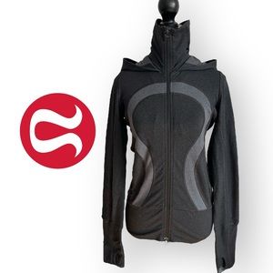Lululemon Forme Jacket Women's Size 4 black grey zip up hoodie workout